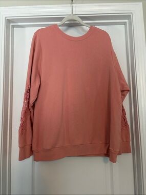 Lace-Trim Pullover Sweatshirt